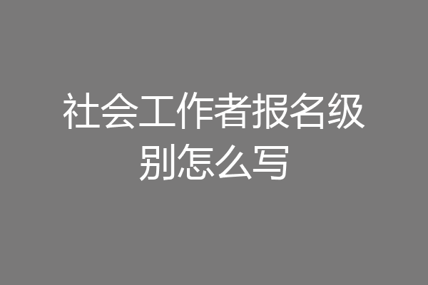 社会工作者报名级别怎么写