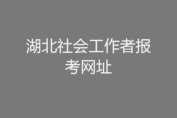湖北社会工作者报考网址