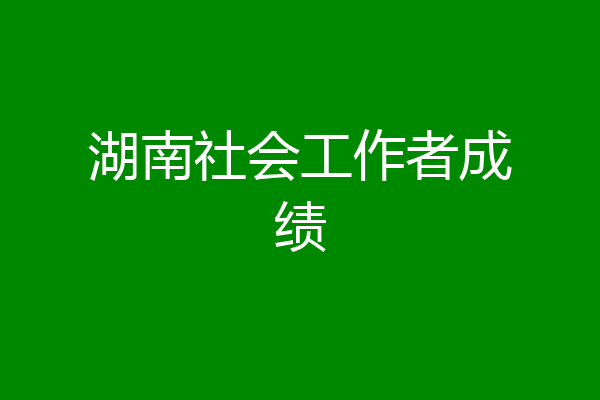 湖南社会工作者成绩