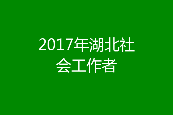 2017年湖北社会工作者