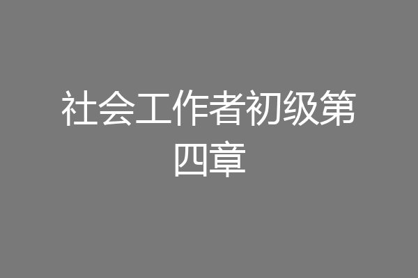 社会工作者初级第四章