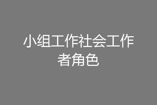 小组工作社会工作者角色