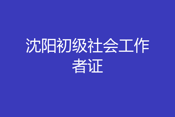 沈阳初级社会工作者证