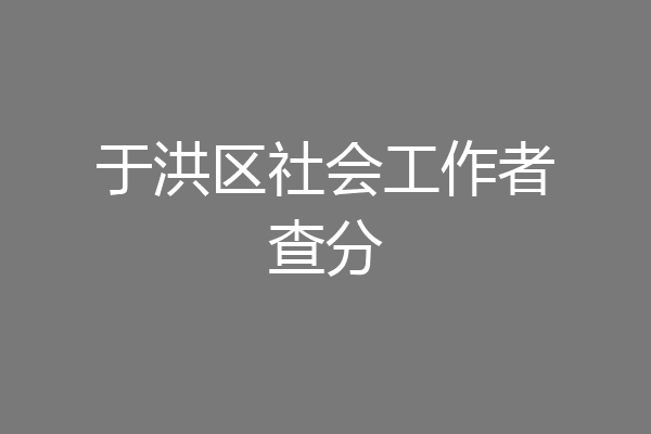 于洪区社会工作者查分