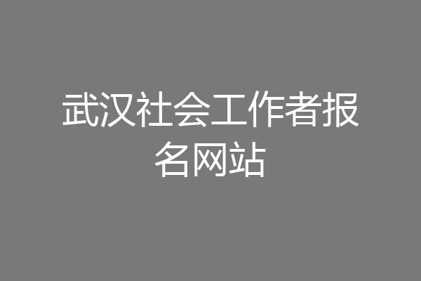 武汉社会工作者报名网站