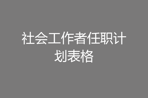 社会工作者任职计划表格