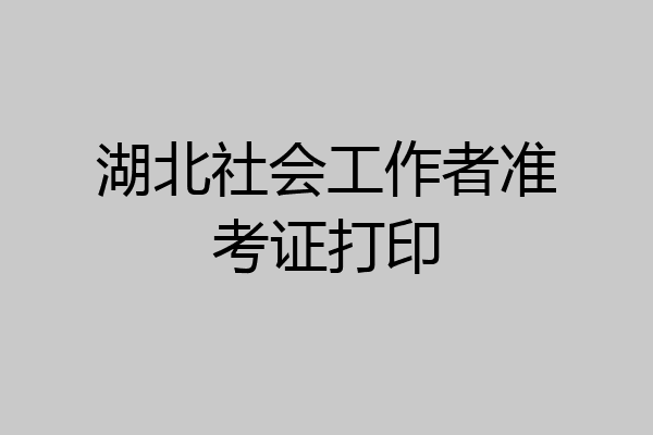 湖北社会工作者准考证打印
