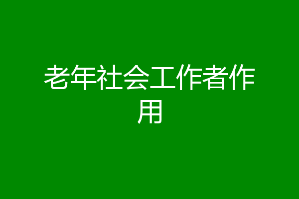 老年社会工作者作用