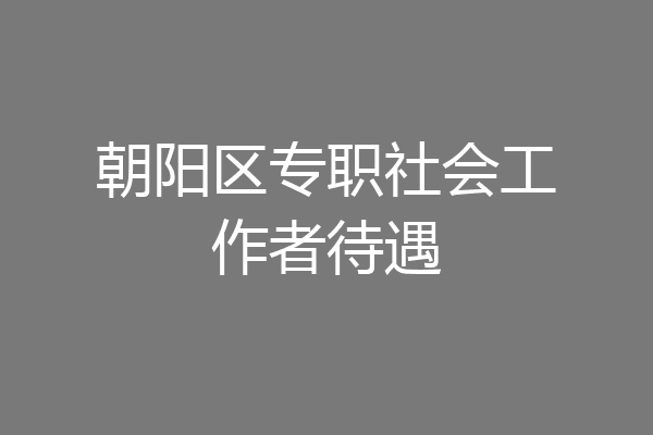 朝阳区专职社会工作者待遇
