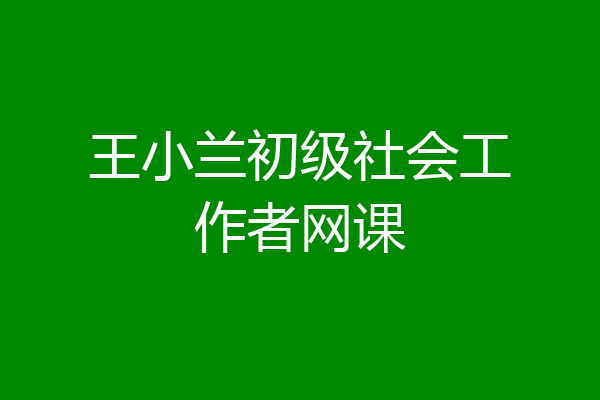 王小兰初级社会工作者网课