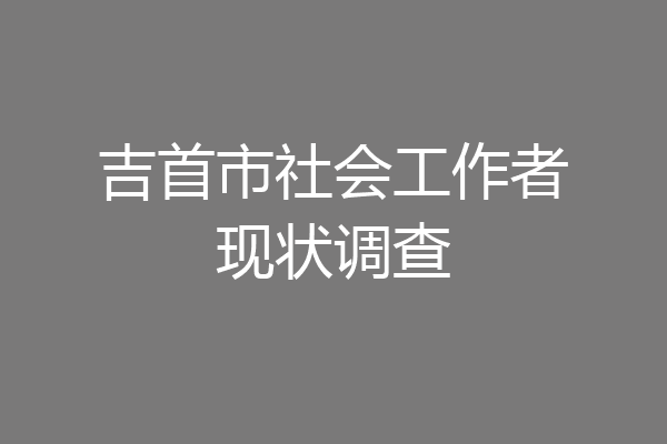 吉首市社会工作者现状调查
