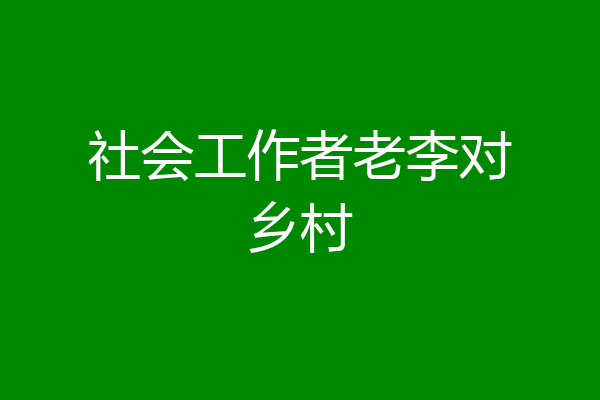 社会工作者老李对乡村