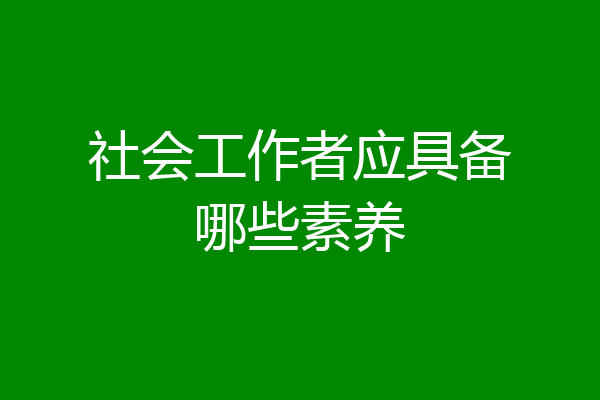 社会工作者应具备哪些素养