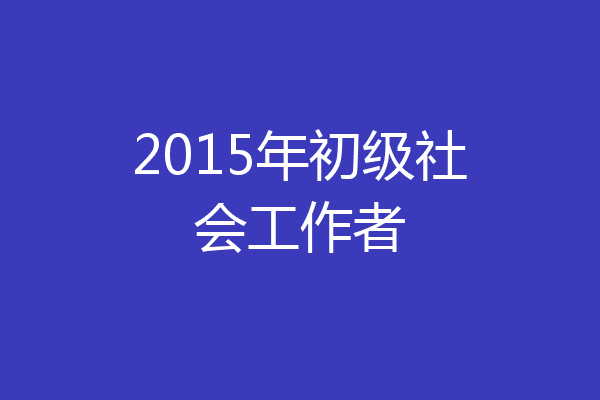 2015年初级社会工作者