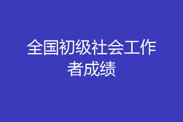 全国初级社会工作者成绩