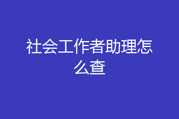 社会工作者助理怎么查