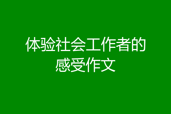 体验社会工作者的感受作文