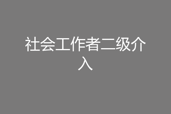 社会工作者二级介入