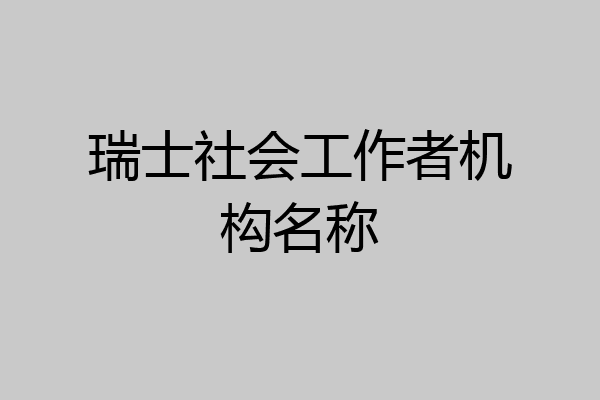 瑞士社会工作者机构名称