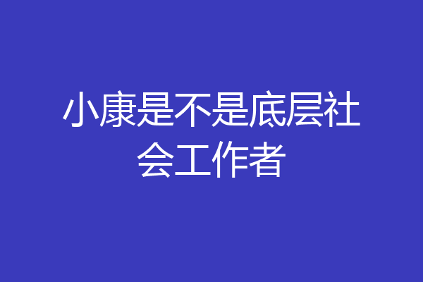 小康是不是底层社会工作者