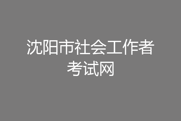 沈阳市社会工作者考试网