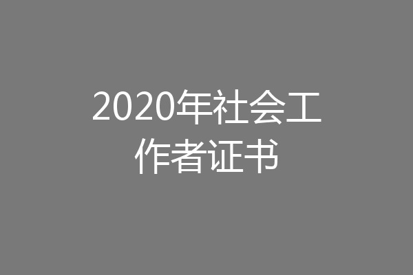 2020年社会工作者证书
