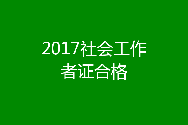 2017社会工作者证合格