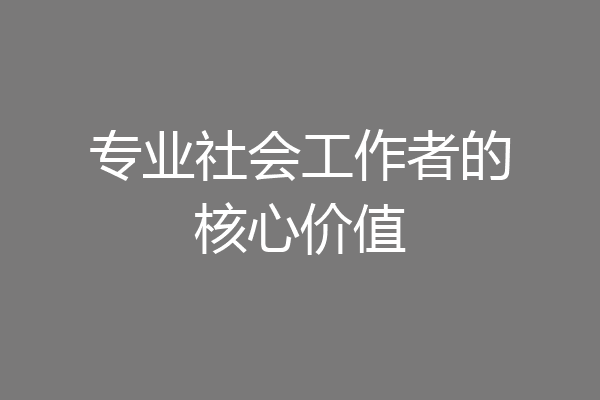 专业社会工作者的核心价值
