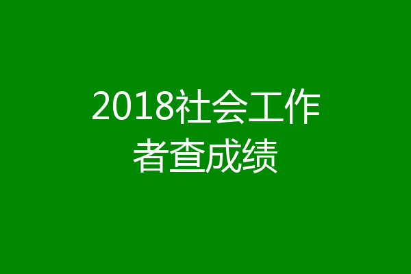 2018社会工作者查成绩