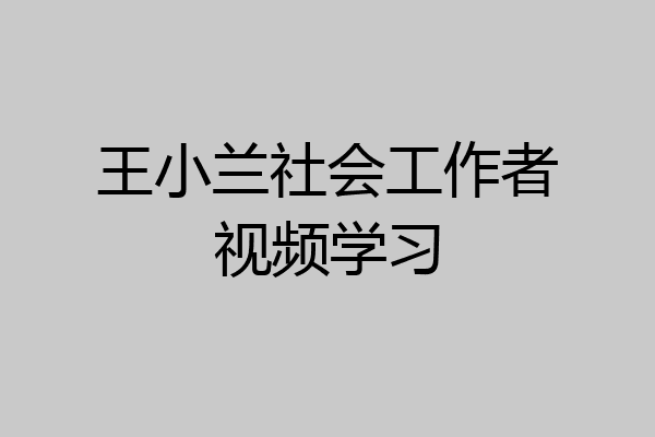王小兰社会工作者视频学习