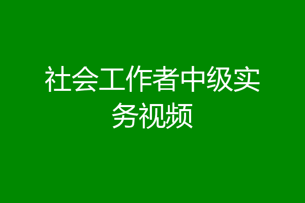 社会工作者中级实务视频