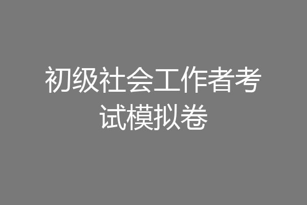 初级社会工作者考试模拟卷