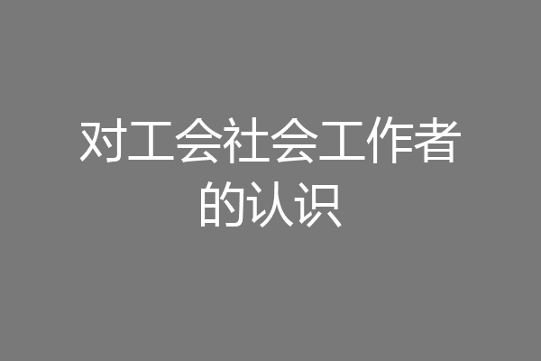 对工会社会工作者的认识