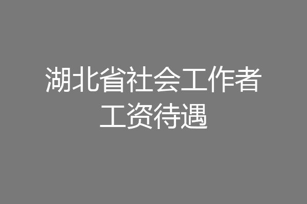 湖北省社会工作者工资待遇