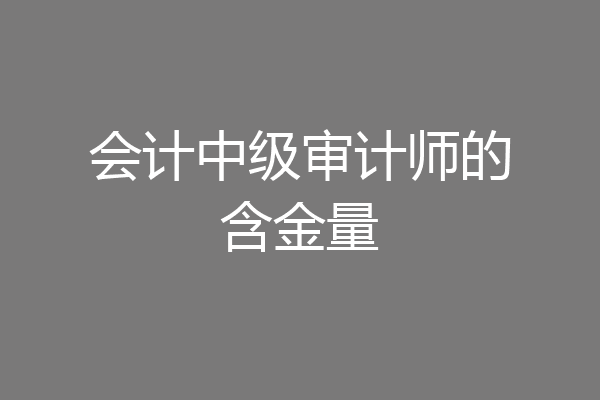 会计中级审计师的含金量