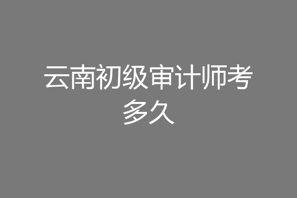 云南初级审计师考多久