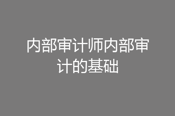 内部审计师内部审计的基础