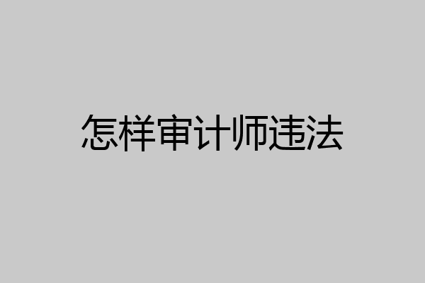 怎样审计师违法