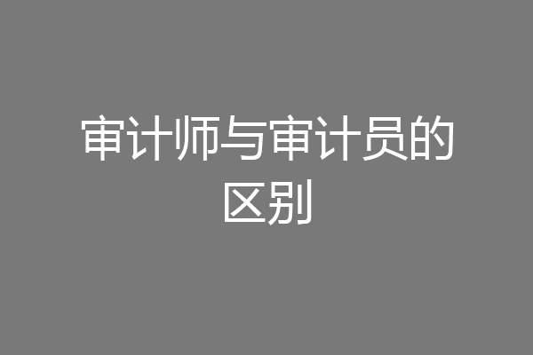 审计师与审计员的区别