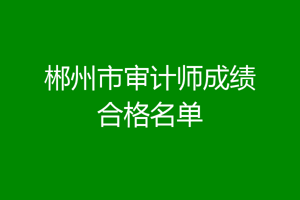 郴州市审计师成绩合格名单