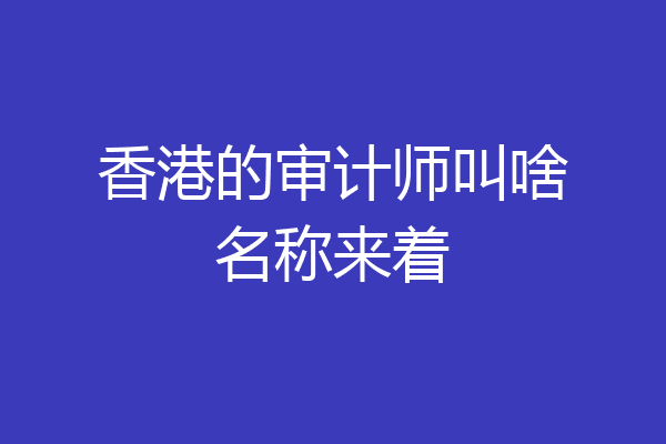 香港的审计师叫啥名称来着