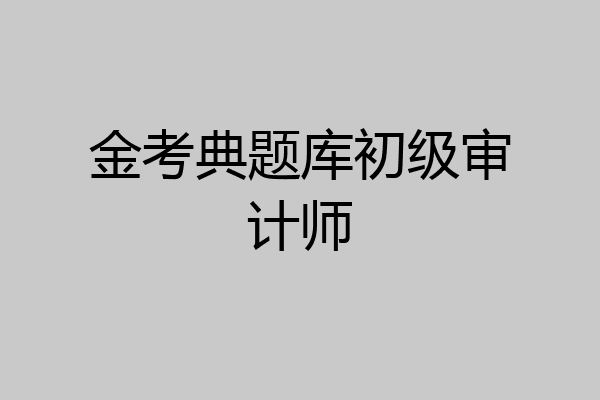 金考典题库初级审计师