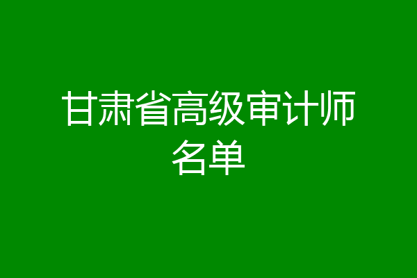 甘肃省高级审计师名单