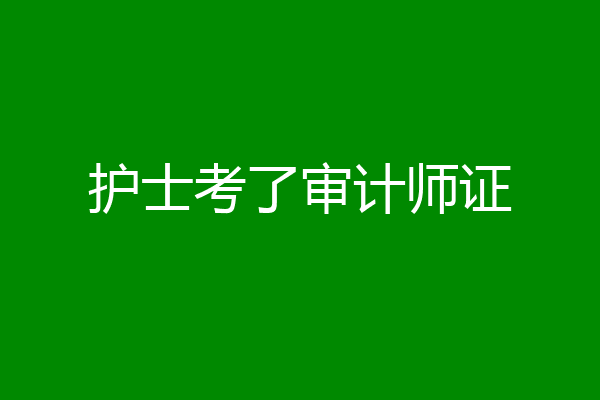 护士考了审计师证