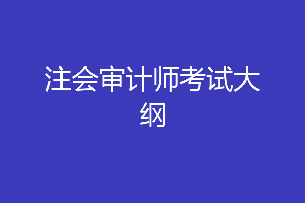 注会审计师考试大纲