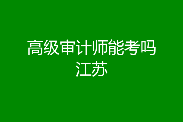 高级审计师能考吗江苏