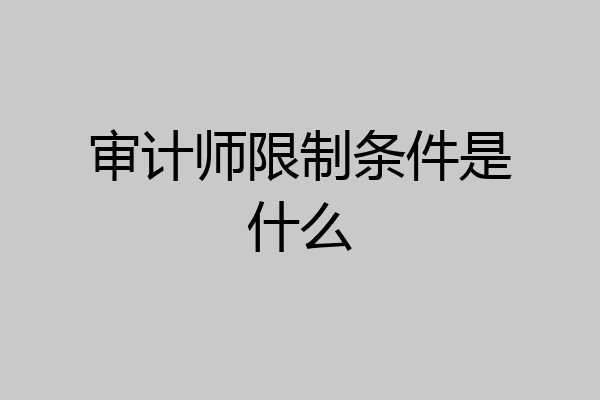 审计师限制条件是什么