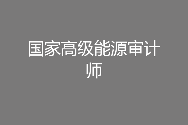 国家高级能源审计师