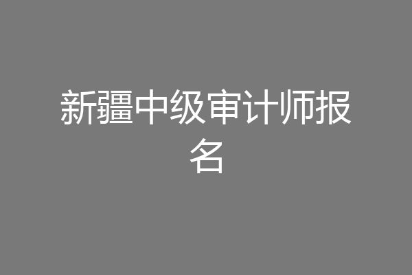 新疆中级审计师报名