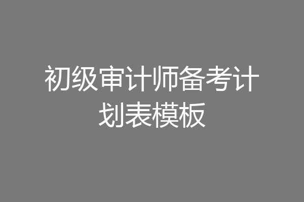 初级审计师备考计划表模板